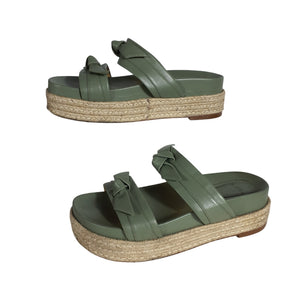 Alexandre Birman Knotted Green Clarita Espadrille Slides Size 38 EU / US 8