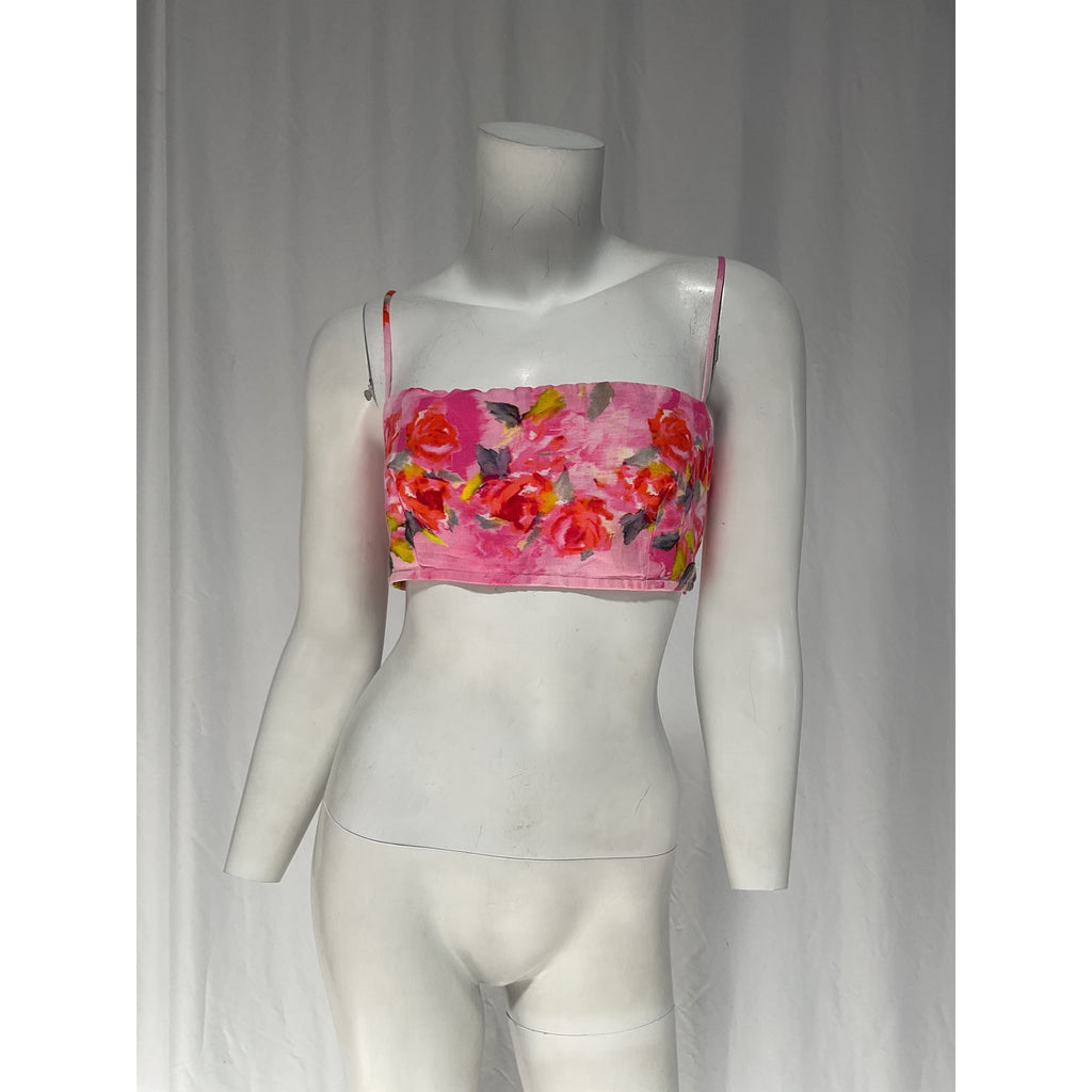 Hemant And Nandita 'Bandeau' Pink Linen Top Size L