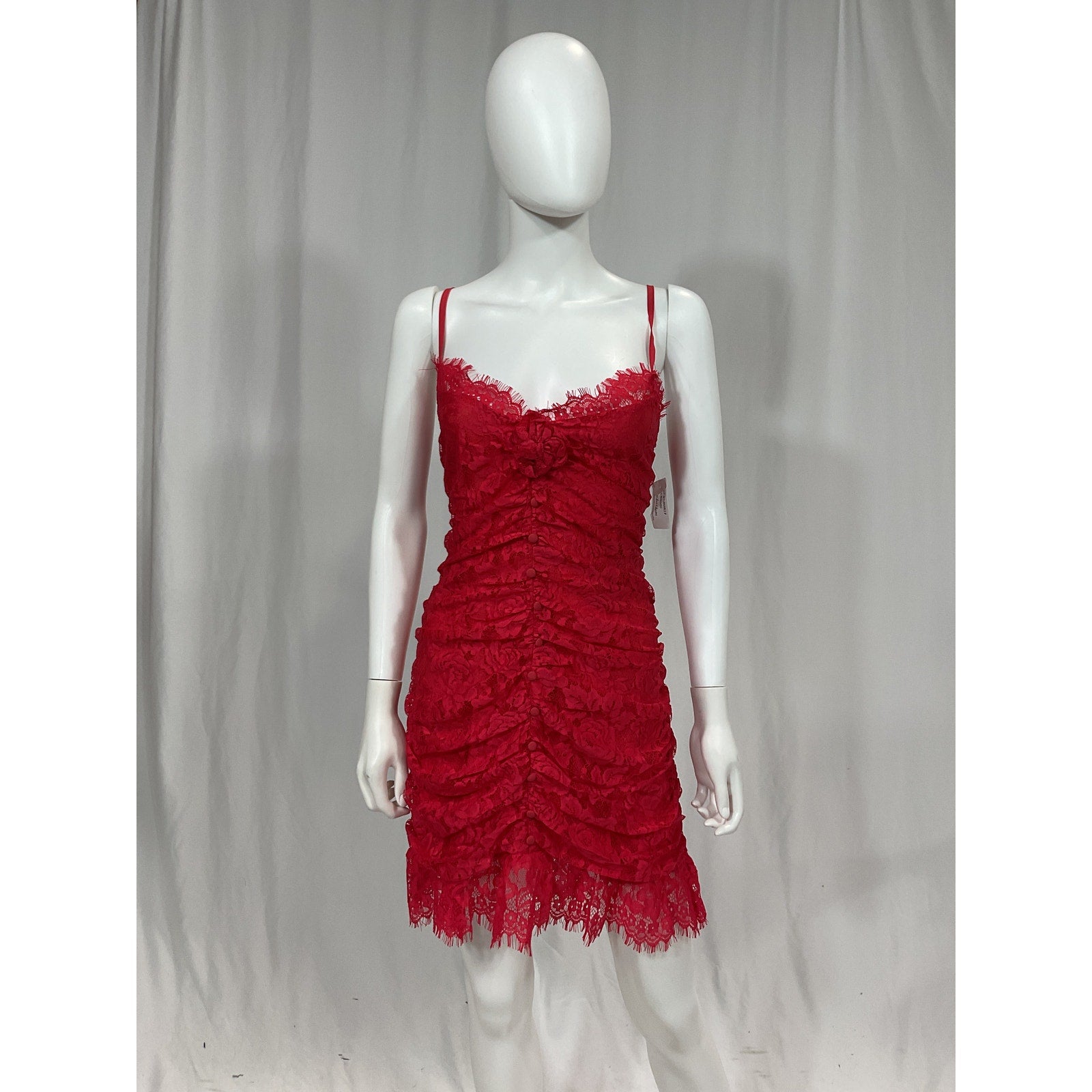 For Love & Lemons 'Della' Red Rosette Mini Dress Size L - NWT