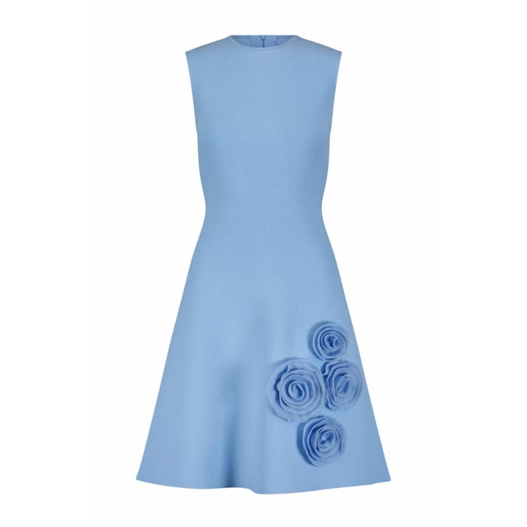 Lela Rose Detail Knit Blue Viscose Penelope Dress Size L - NWT