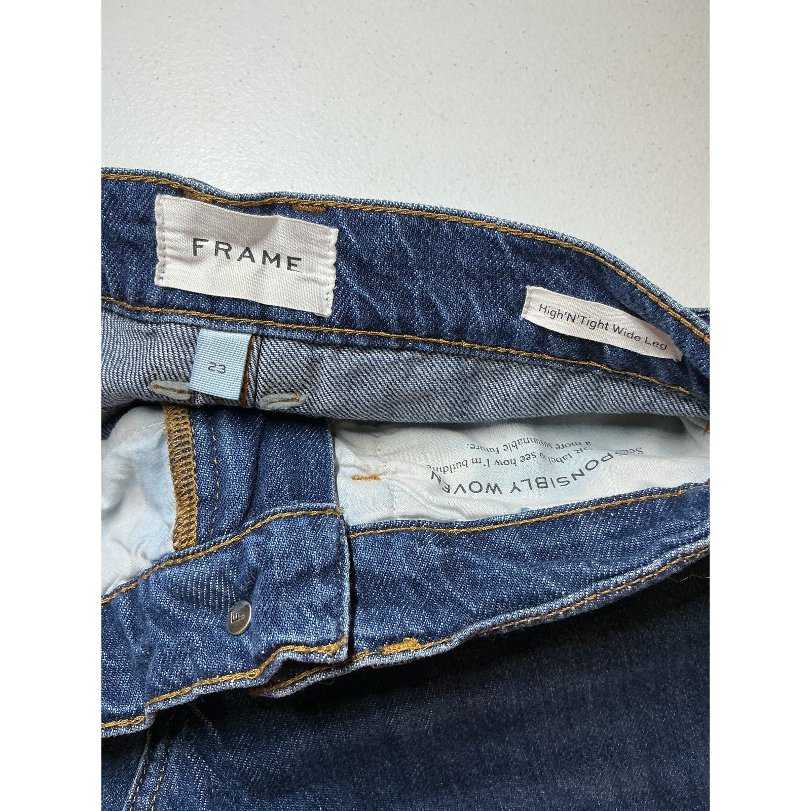 Frame 'Le' Blue Cotton High N Tight Wide Leg Denim Jean Size 23