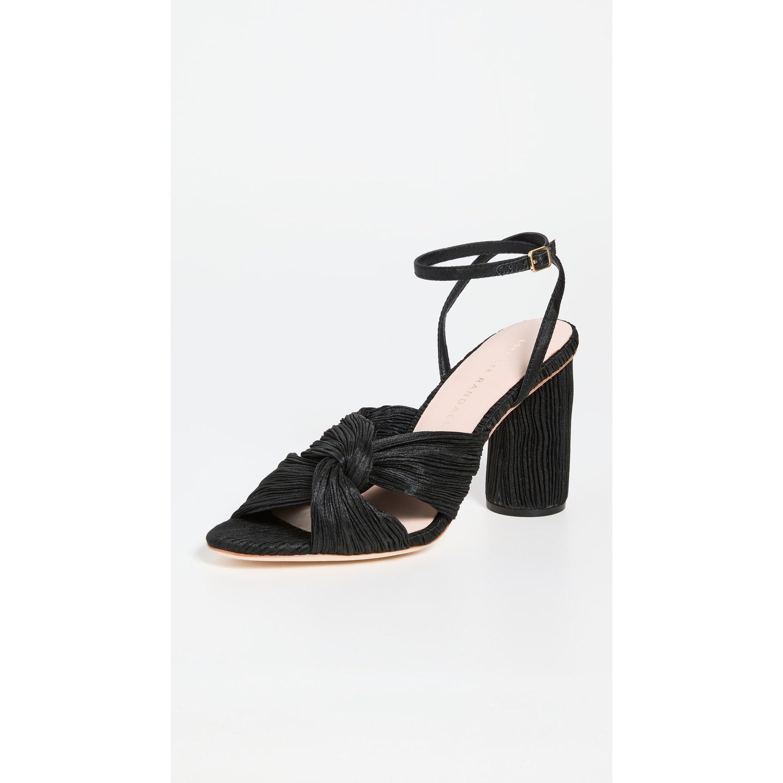 Loeffler Randall 'Reed' Black Leather Pleated Twist Sandals Size 9