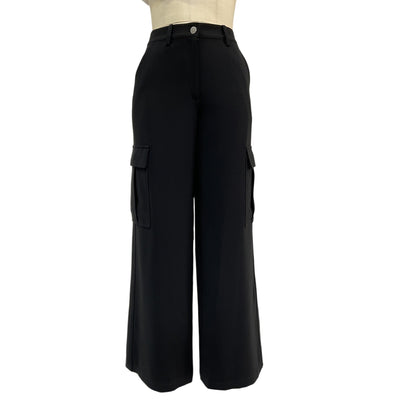 Theory Wide-Leg Black Triacetate Cargo Pant Size 4