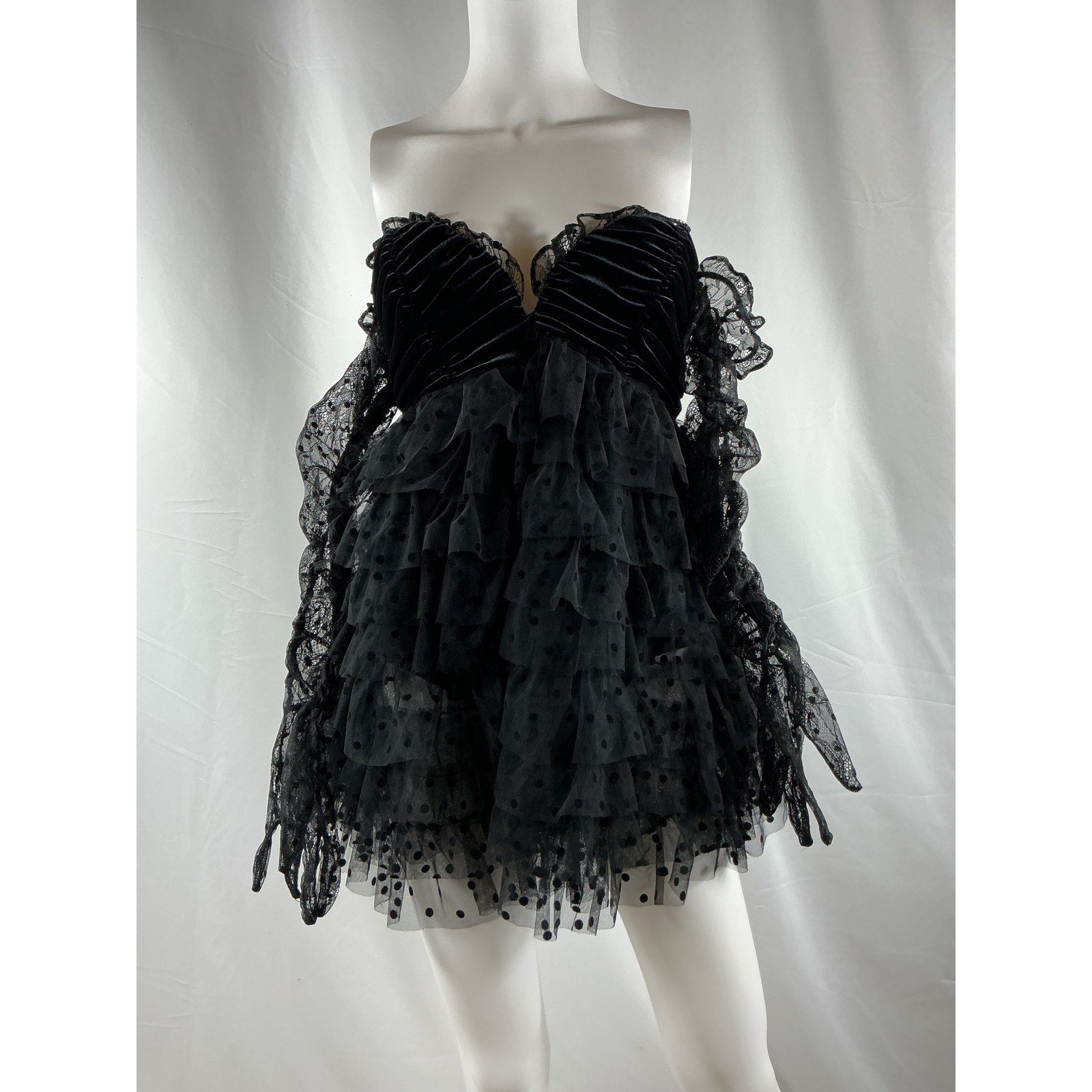 For Love & Lemons 'Jourdan' Black Polyester Off The Shoulder Mini Dress Size S