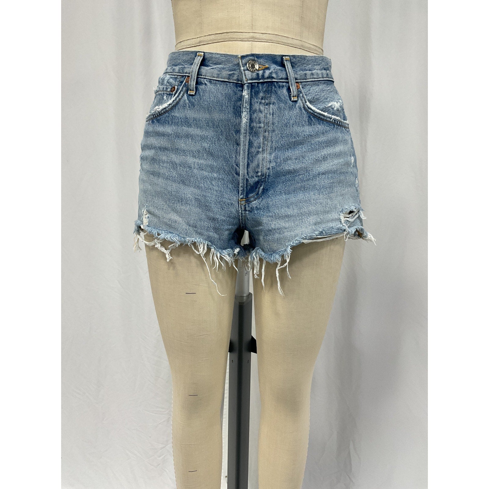 Agolde 'Parker' Blue Cotton Vintage Cut Off Short Size 28