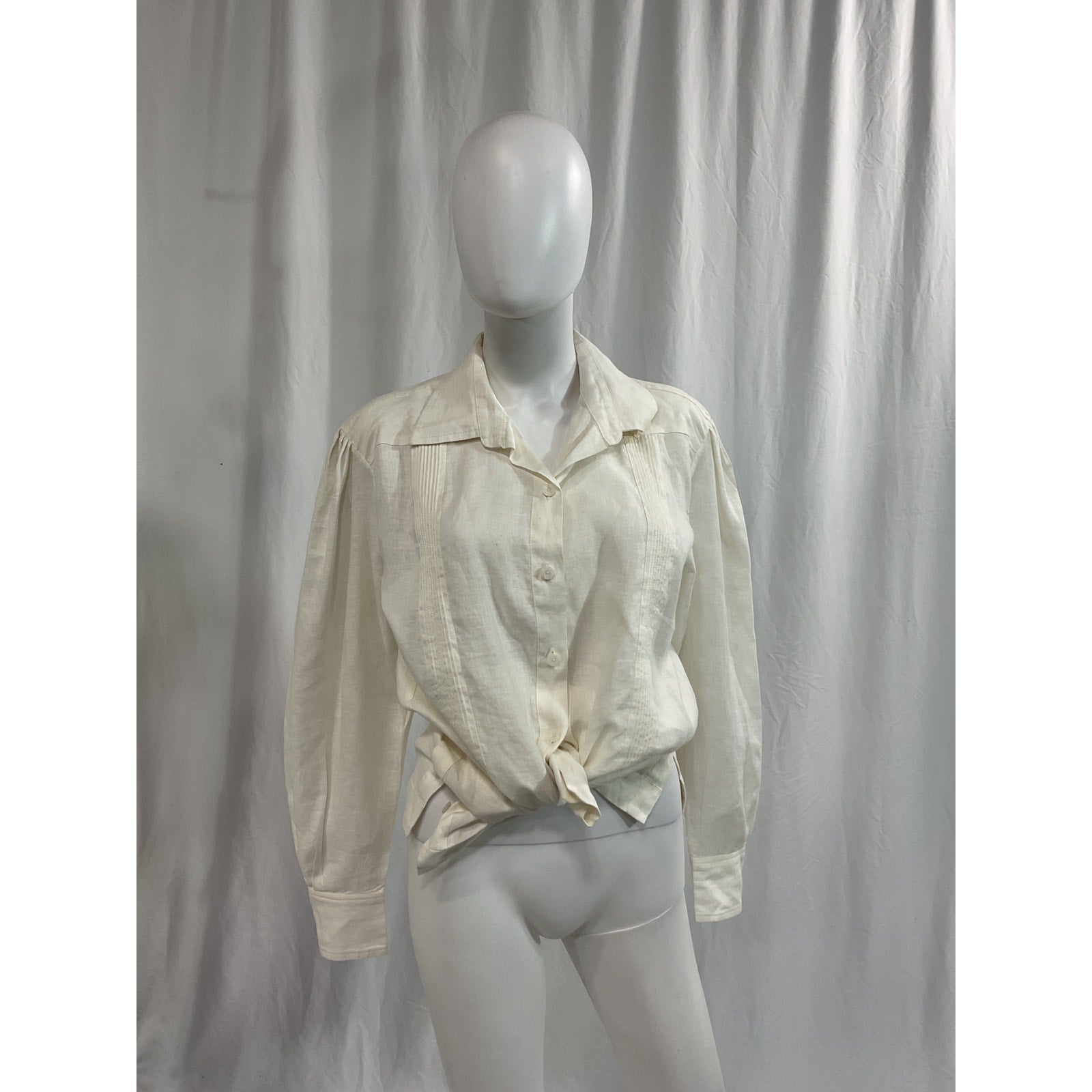 Johanna Ortiz 'Ecru Anhelos De Paz Guayabera' White Button Shirt Size S