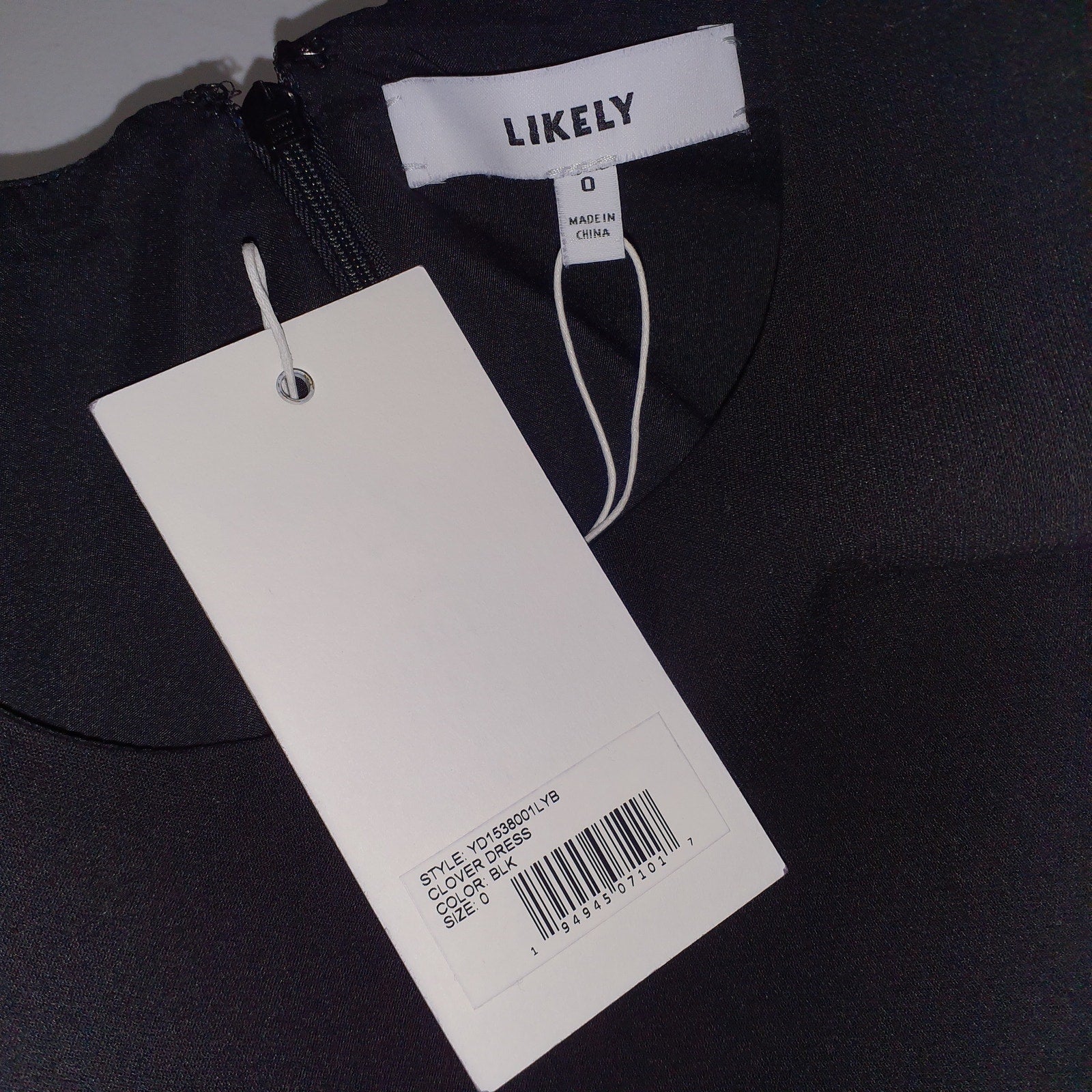 Likely 'Clover' Black Puff Sleeve Sateen Jewel Neck Dress Size 0 - NWT