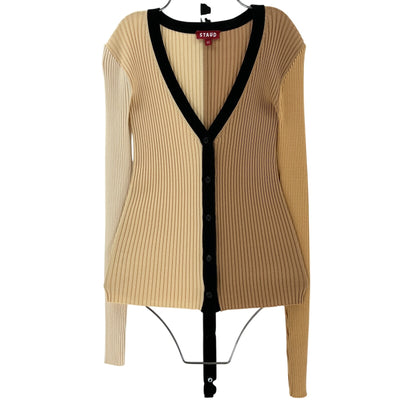 Staud Ribbed Multicolor Cargo Cardigan Size XS