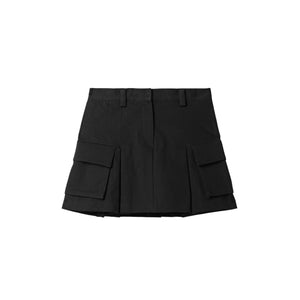 The Frankie Shop 'Audrey' Black Pleated Cotton-Twill Mini Skirt Size XS