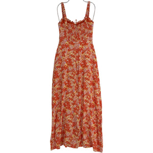 Astr The Label Floral Orange Elsie Midi Dress Size XS
