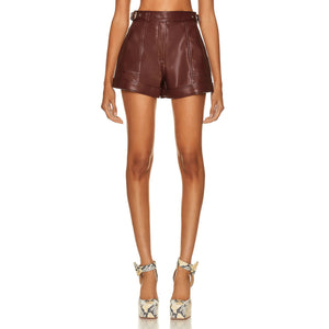 Simkhai Vegan Leather Burgundy Chace Shorts Size 0
