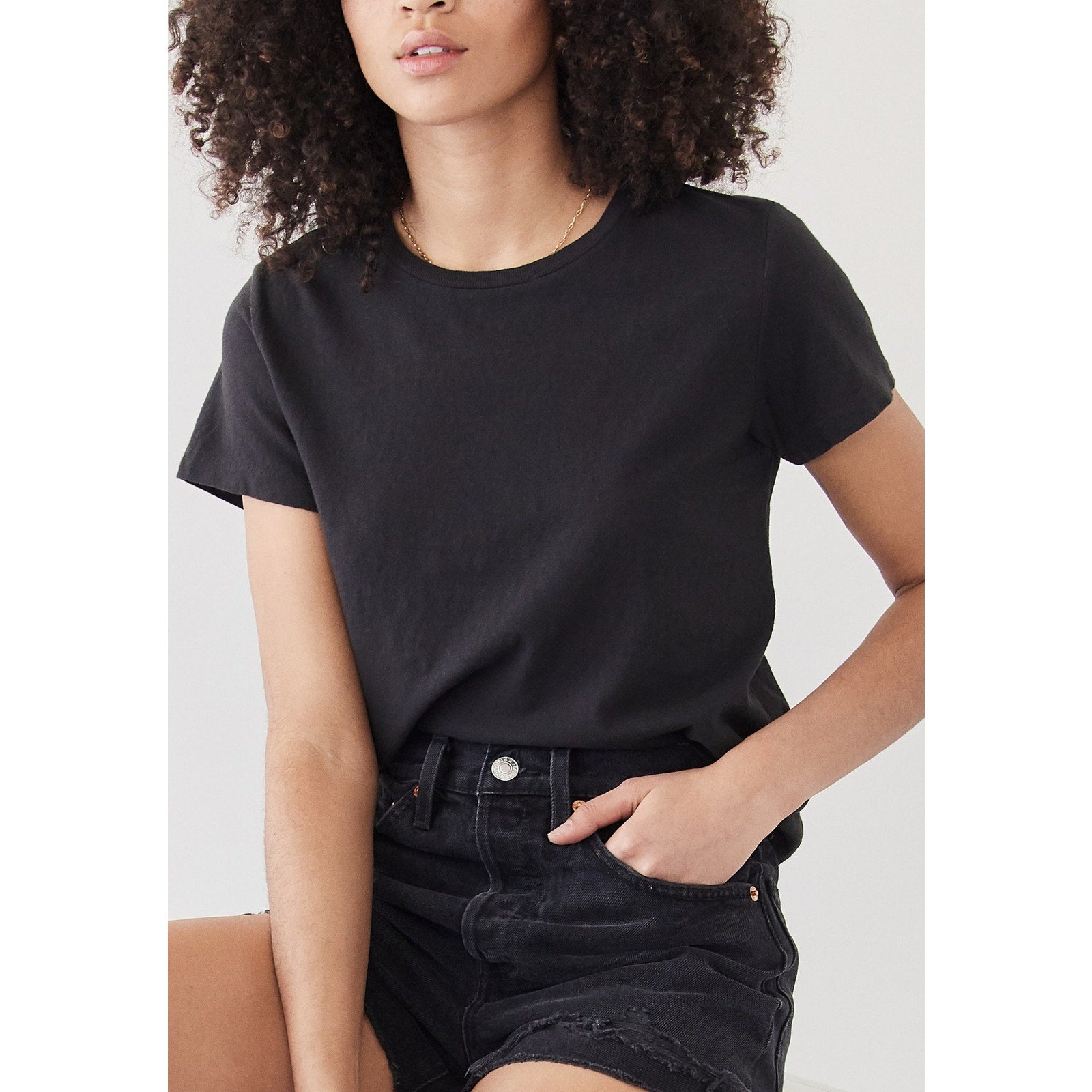 Re/Done 'The Classic' Black Cotton Tee Size XS