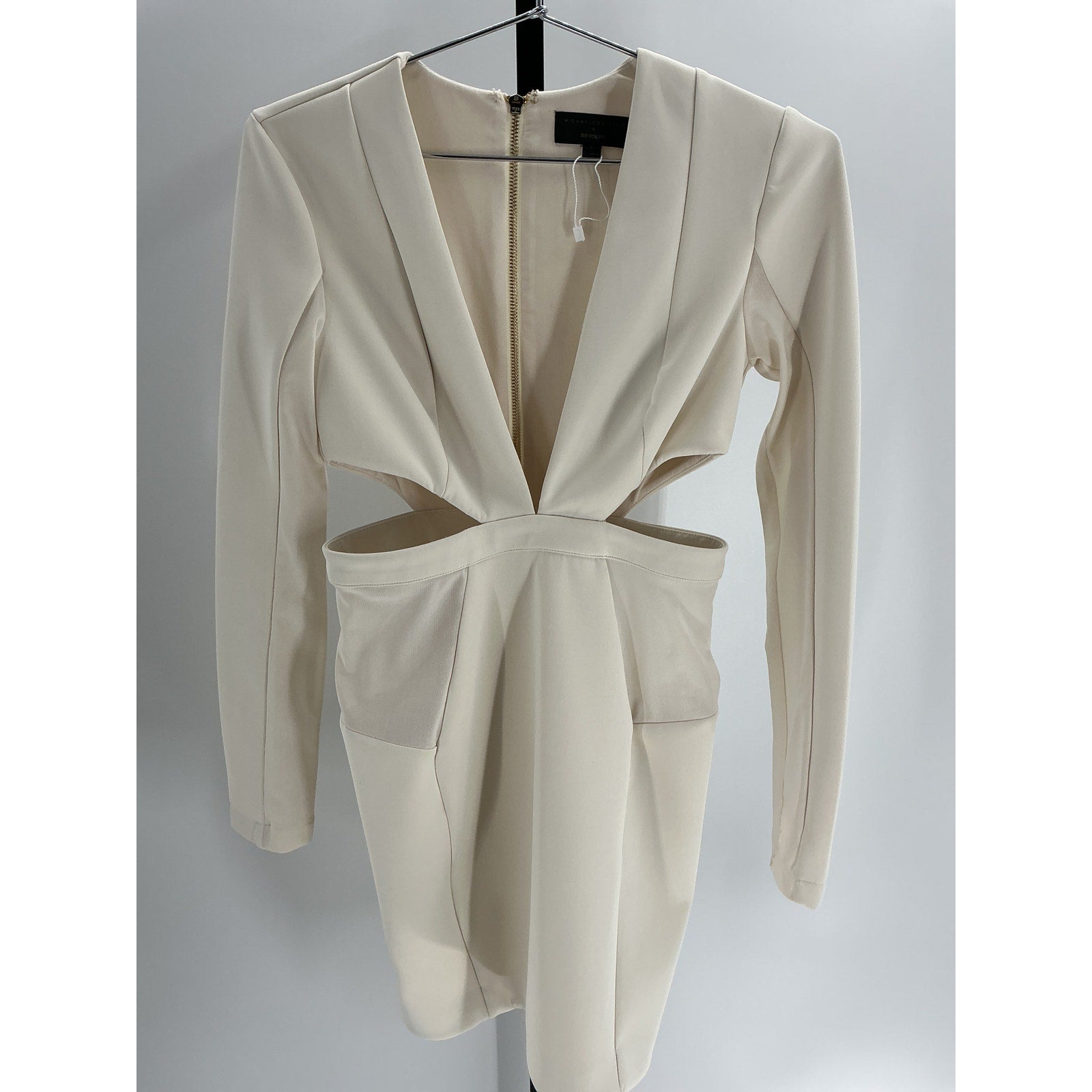 Michael Costello 'Elise' Cream Poly Mini Dress Size S