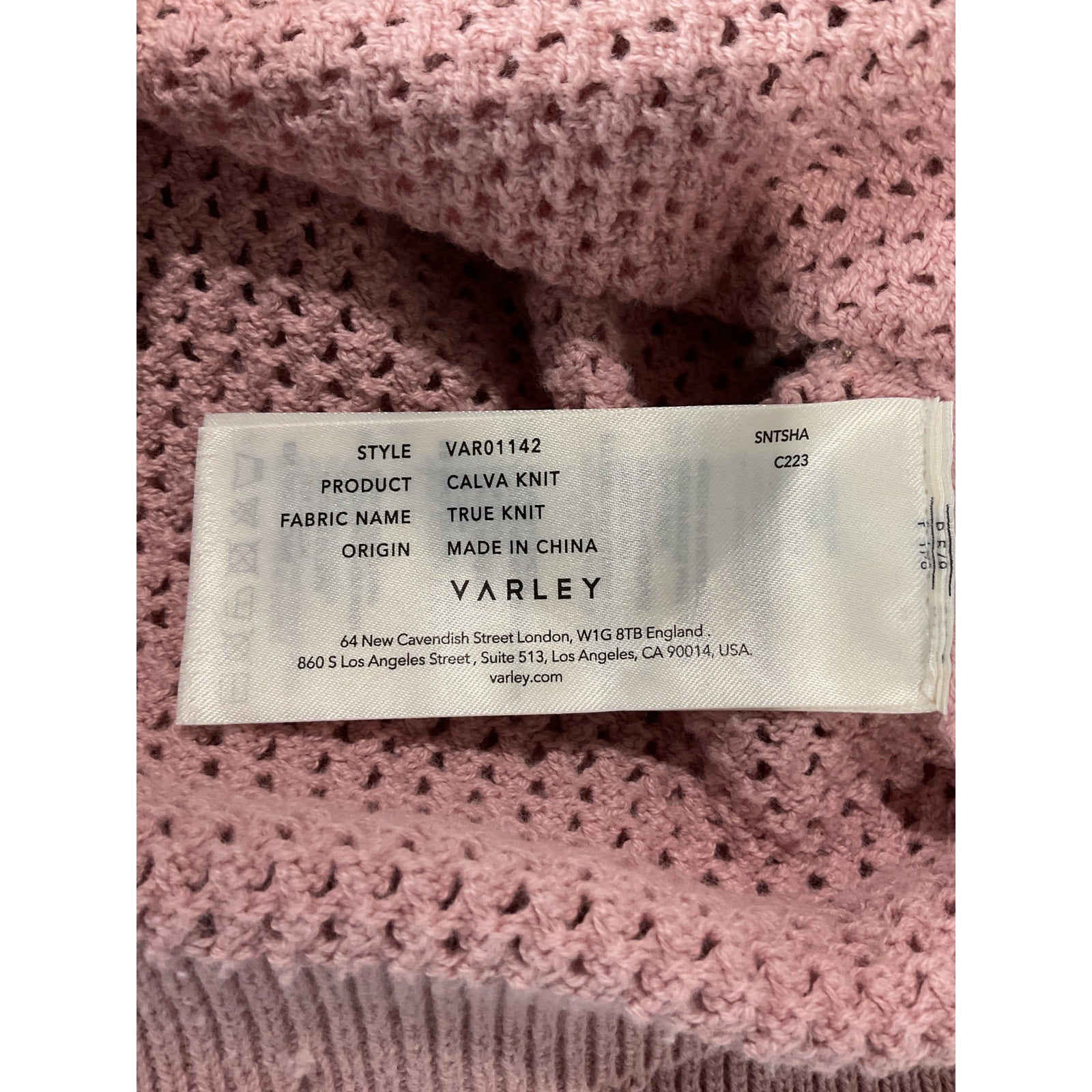 Varley 'Calva' Pink Cotton Knit Half Zip Sweater Size S