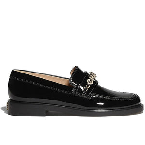 Chanel Patent Black Loafers Shoes Size 38 EU / US 8