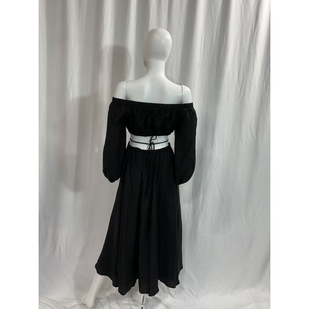 Astr The Label 'Cassian' Black Cut-Out Off Shoulder Long Sleeve Maxi Dress Size S