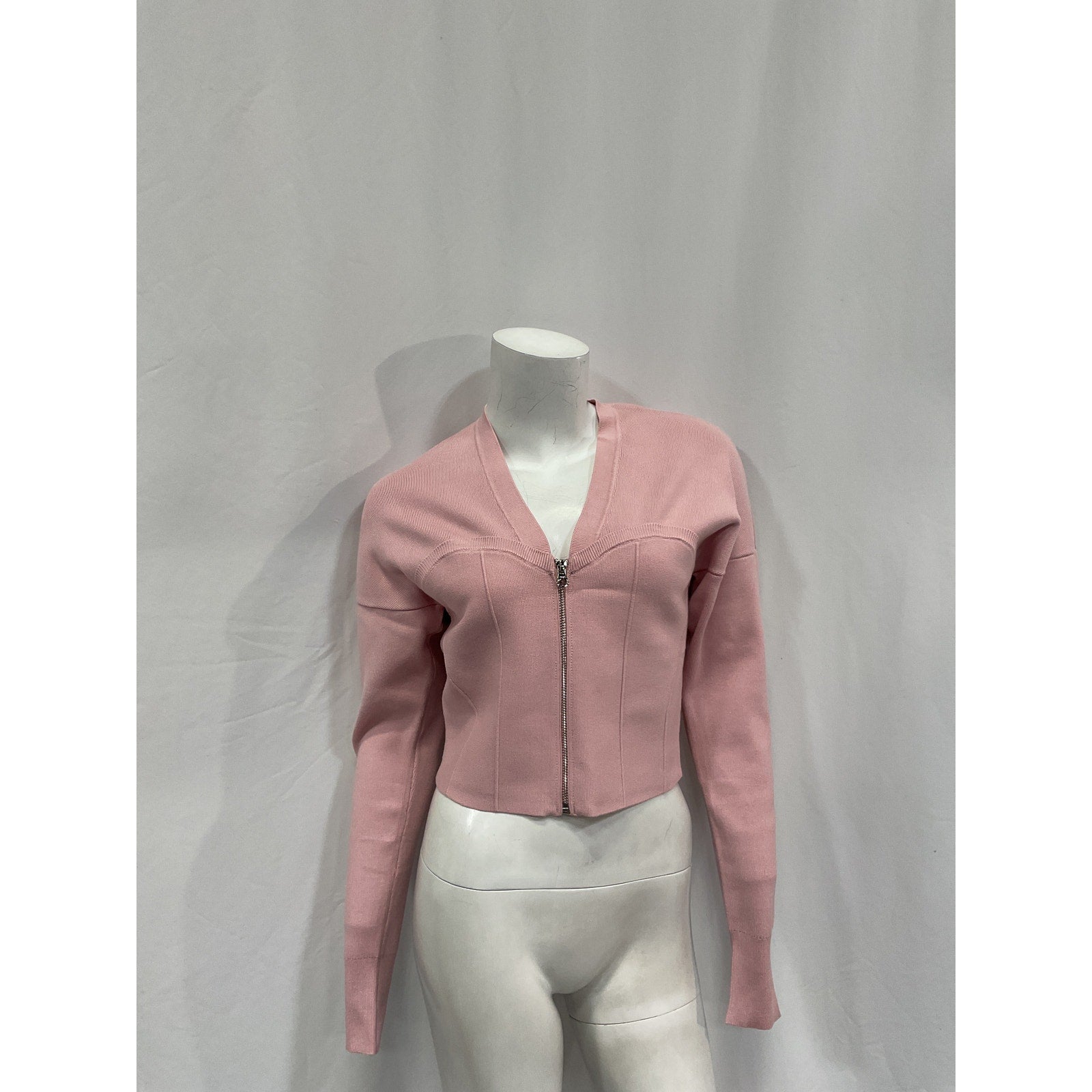 Fleur Du Mal Bustier-Style Pink Viscose Knitted Cardigan Size M