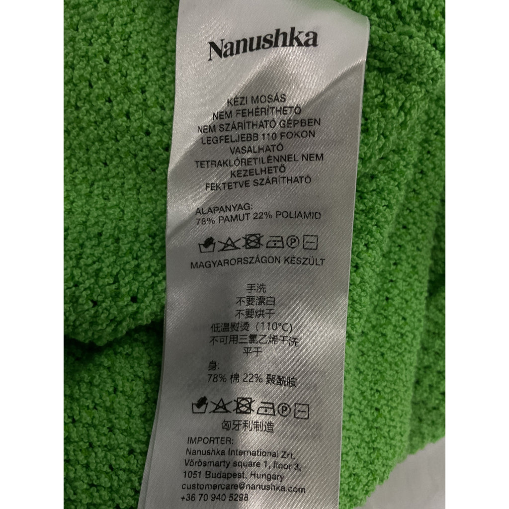 Nanushka 'Senna' Green Open-Knit Cotton-Blend Turtleneck Sweater Size M