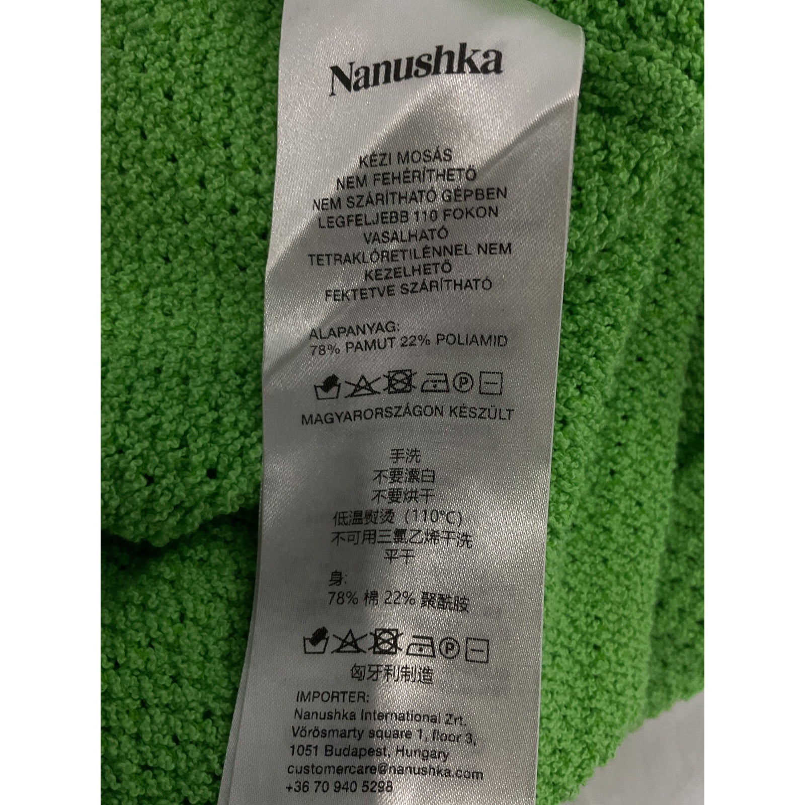 Nanushka 'Senna' Green Open-Knit Cotton-Blend Turtleneck Sweater Size M