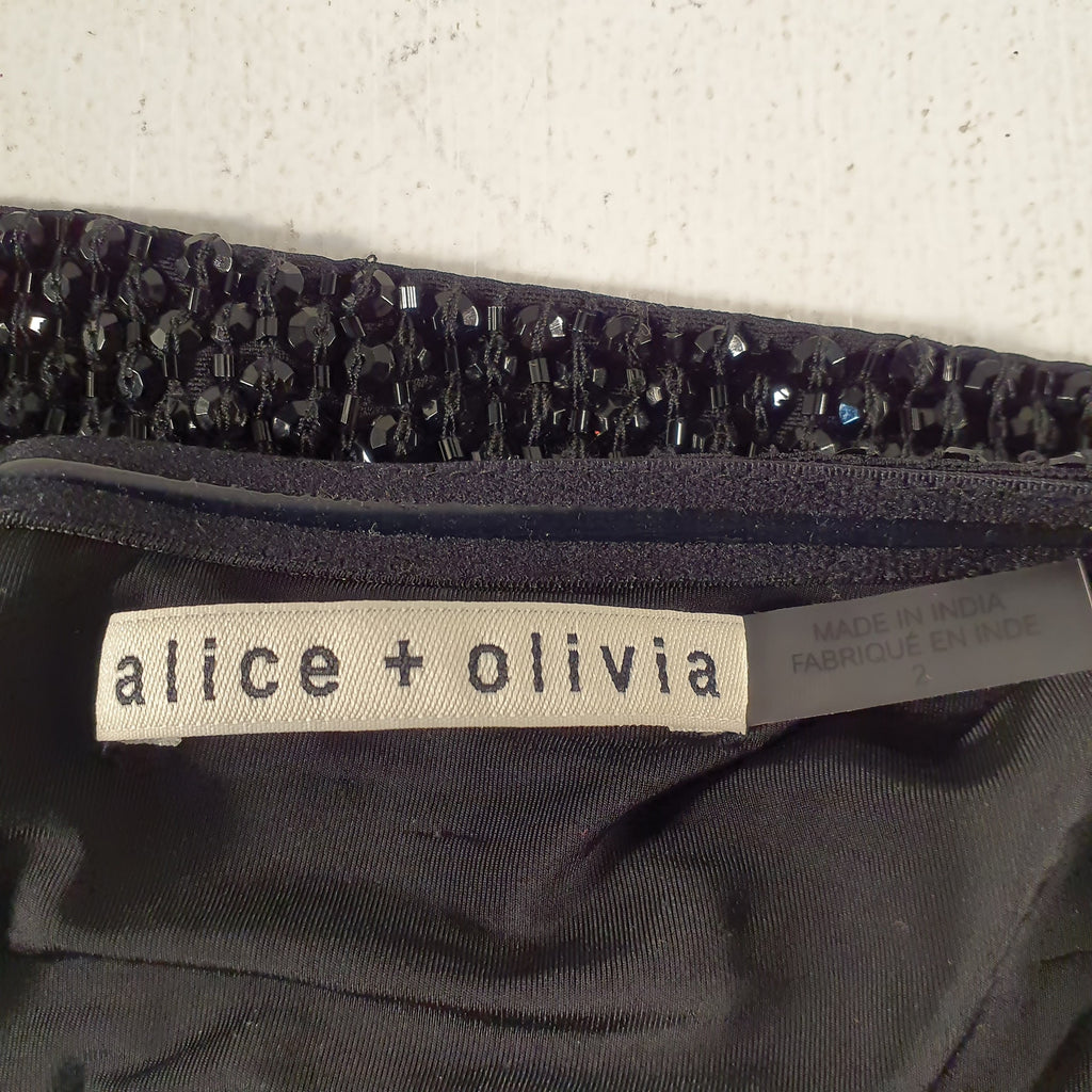 Alice + Olivia 'Leia Embell' Black Strapless Sleeveless Mini Dress Size 2