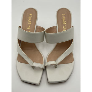 Stuart Weitzman 'Lyla' White Leather 75 Sandal Size 7