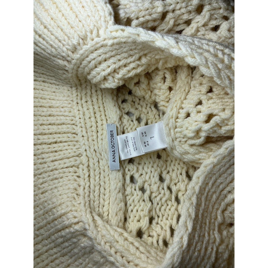 Anna October 'Venia' White Poly Sweater  Size L