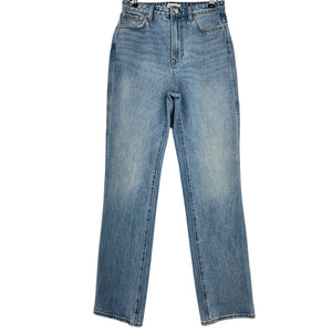 Grlfrnd Super High Rise Slim Straight Blue Sara Denim Jeans Size 29