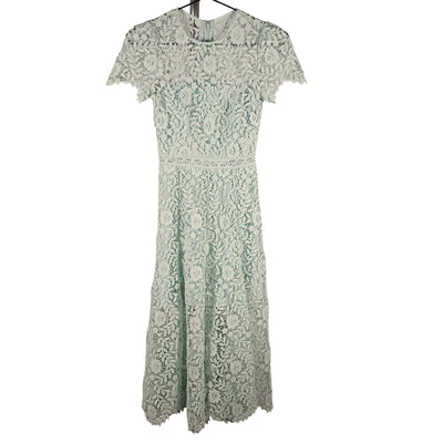 Self-Portrait Elegant Green Rose Lace Midi Dress Size 0