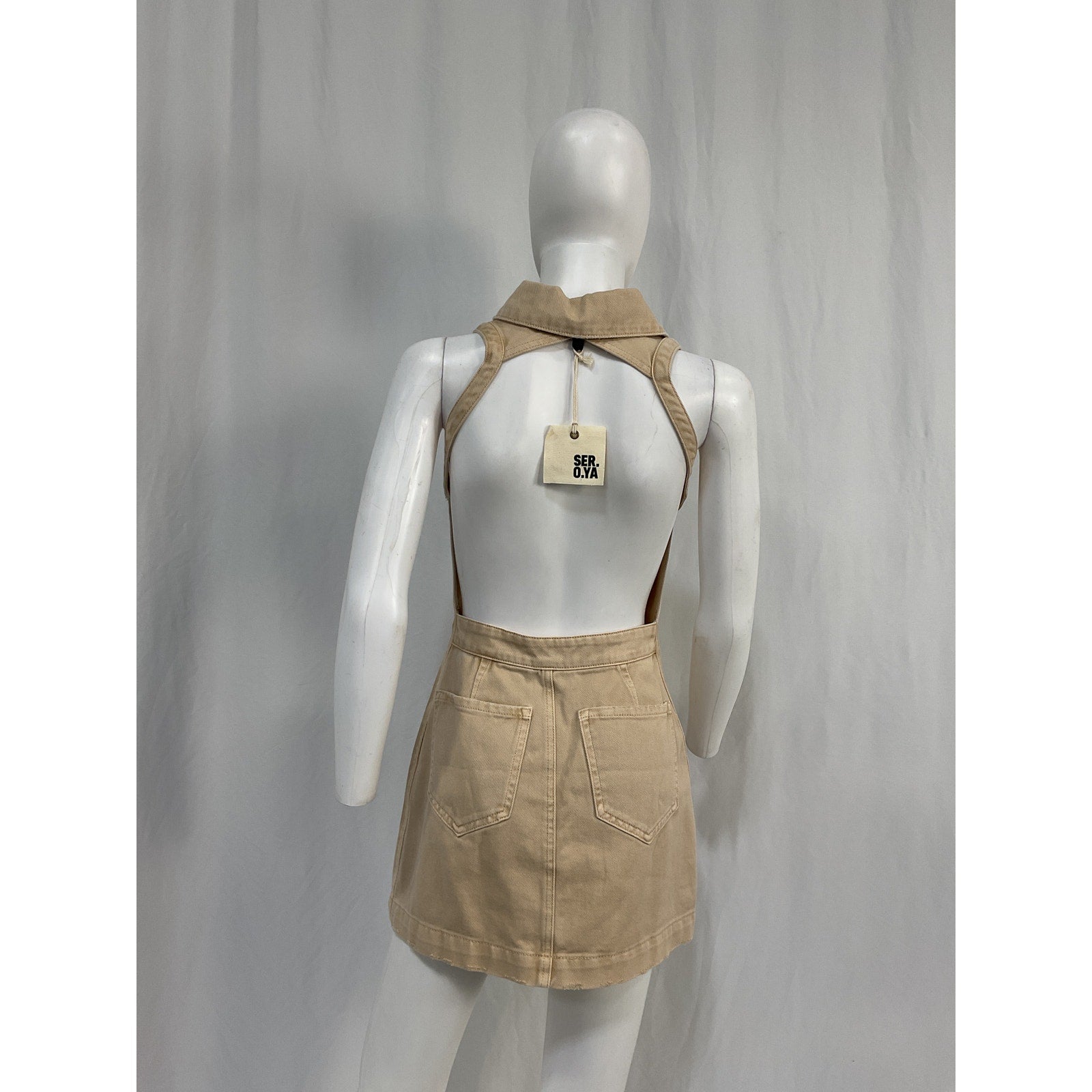Ser.O.Ya 'Gemma' Beige Cotton Dress Size XS - NWT