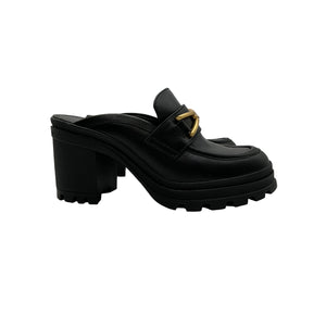 Veronica Beard Heeled Black Wynter Loafer Mule Size 7.5