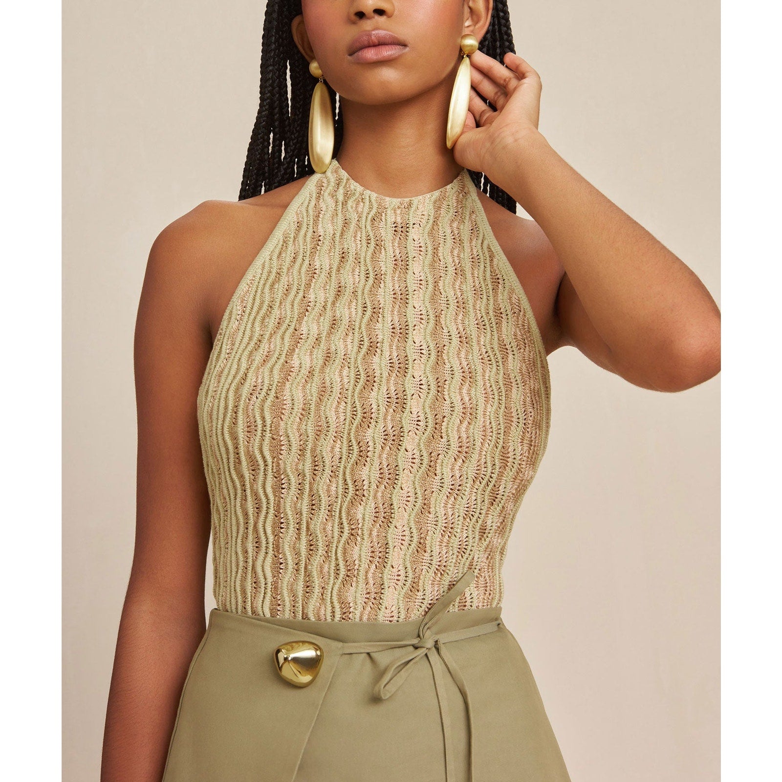 Cult Gaia 'Aalia' Gold Knit Low Back Top Size S