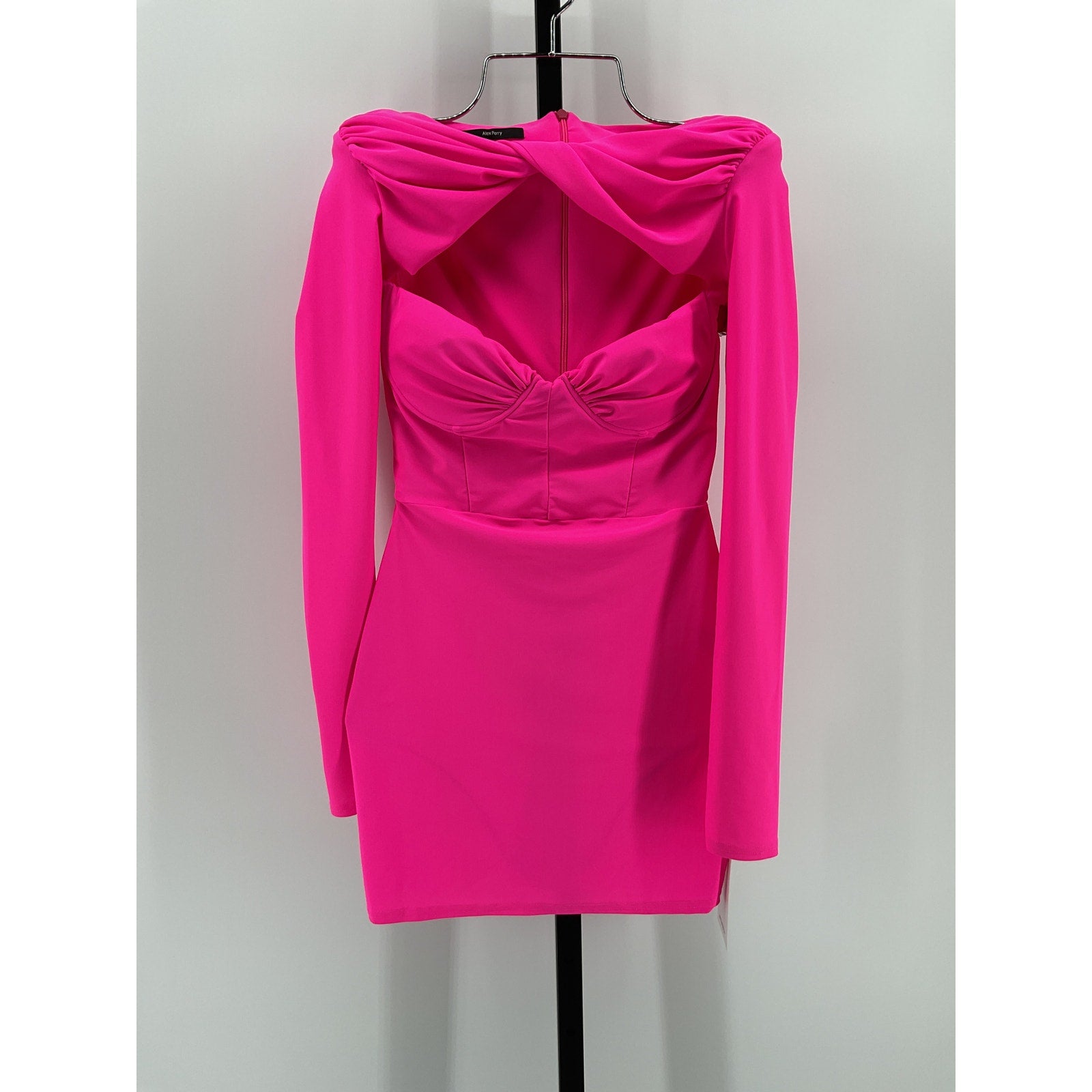 Alex Perry 'Barett' Pink Polyester Twist-Detail Mini Dress Size 8