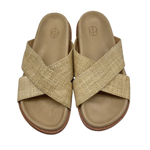 Porte & Paire Woven Beige Crisscross Slides Size 39 EU / 9 US