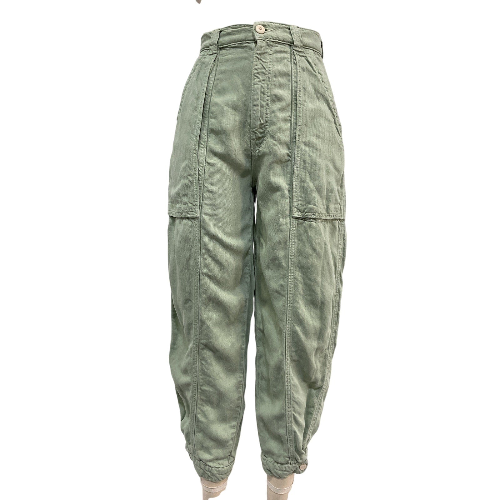 Mother The Patch Pocket 'Chute' Green Lyocell Flood Pant Size 23