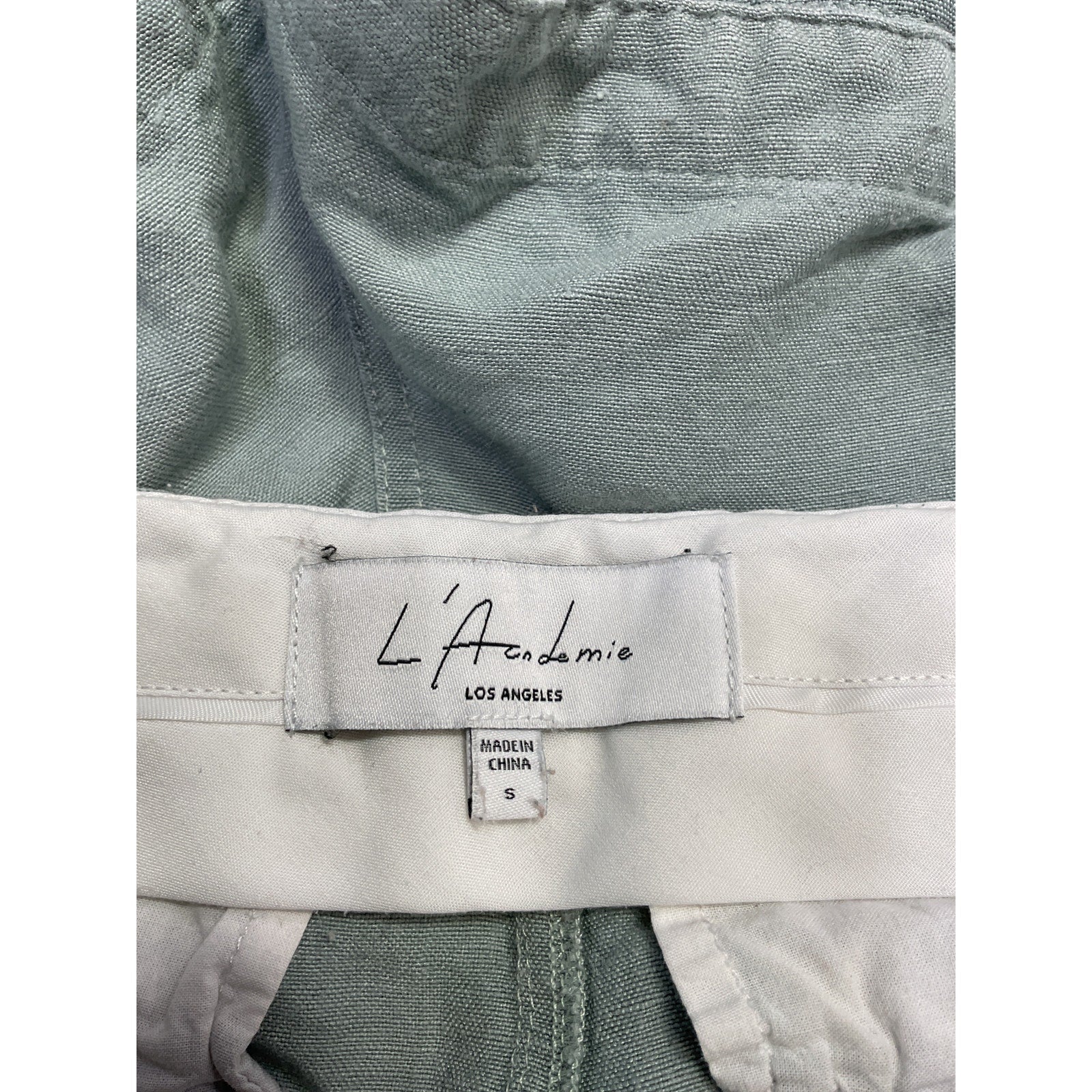 L'Academie 'The Samy' Green Linen Short Size S