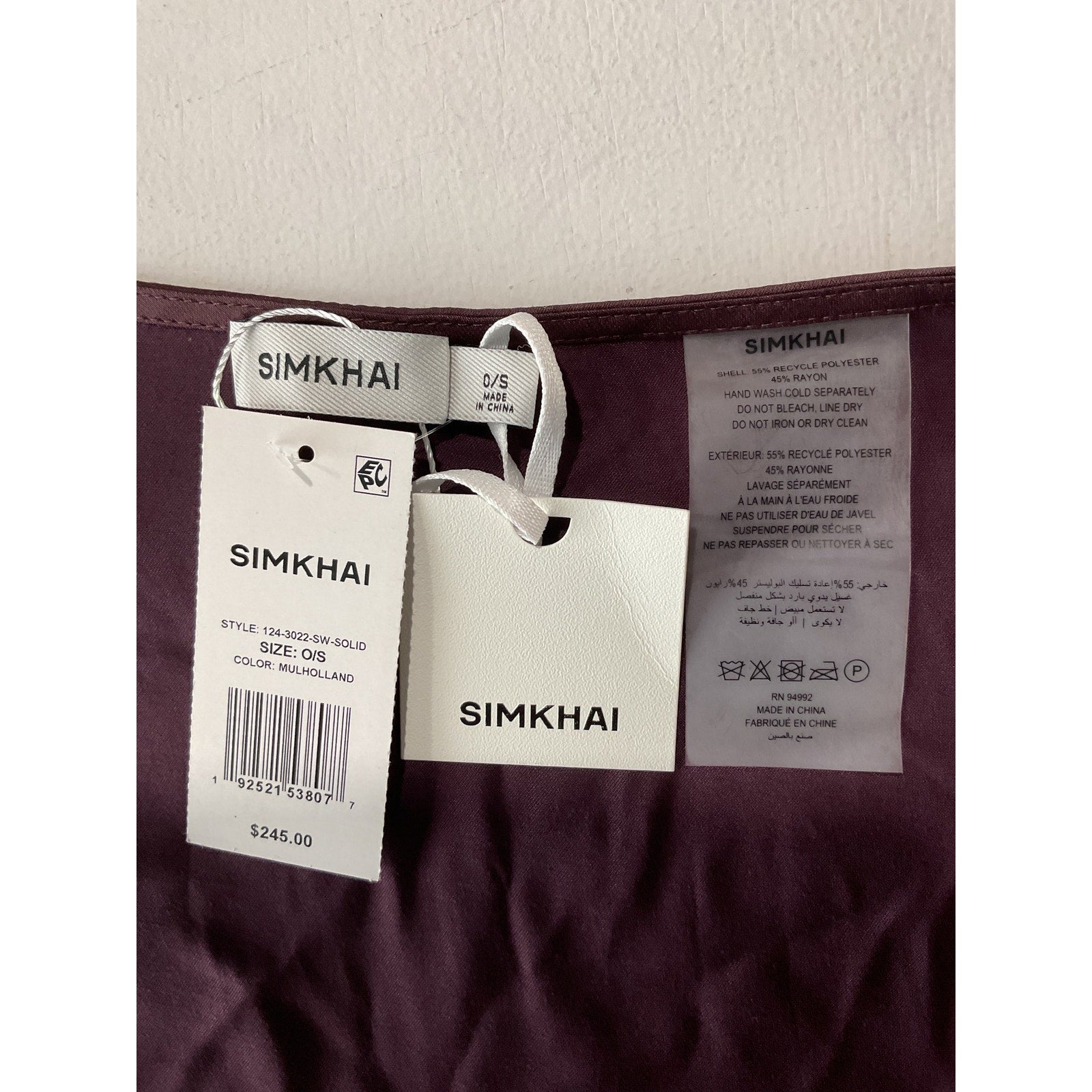 Simkhai 'Clemmy' Purple Polyester Sarong Size 0 / S - NWT