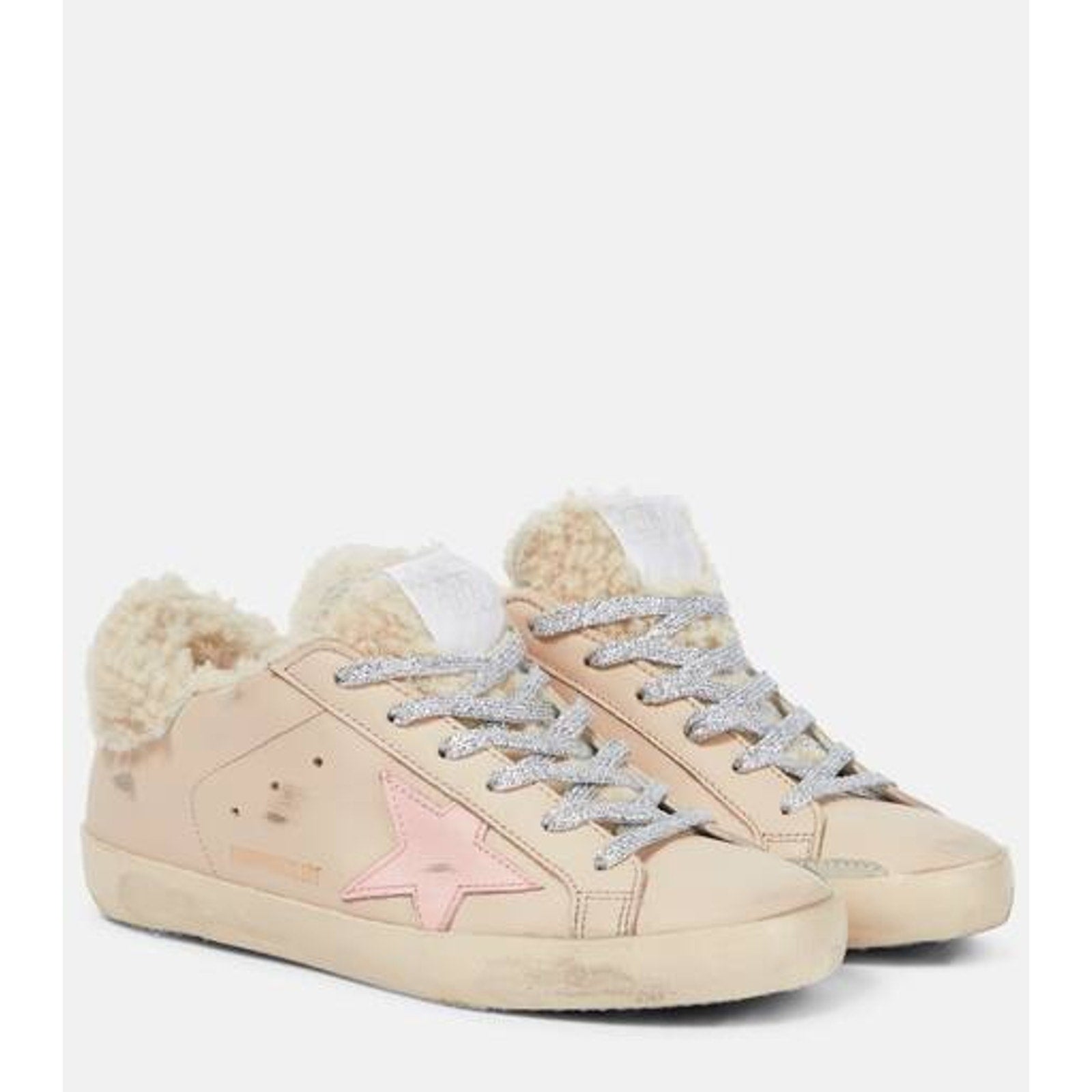 Golden Goose Tan Exclusive To Mytheresa � Superstar Shearling-Lined White Leather Sneakers Size 9