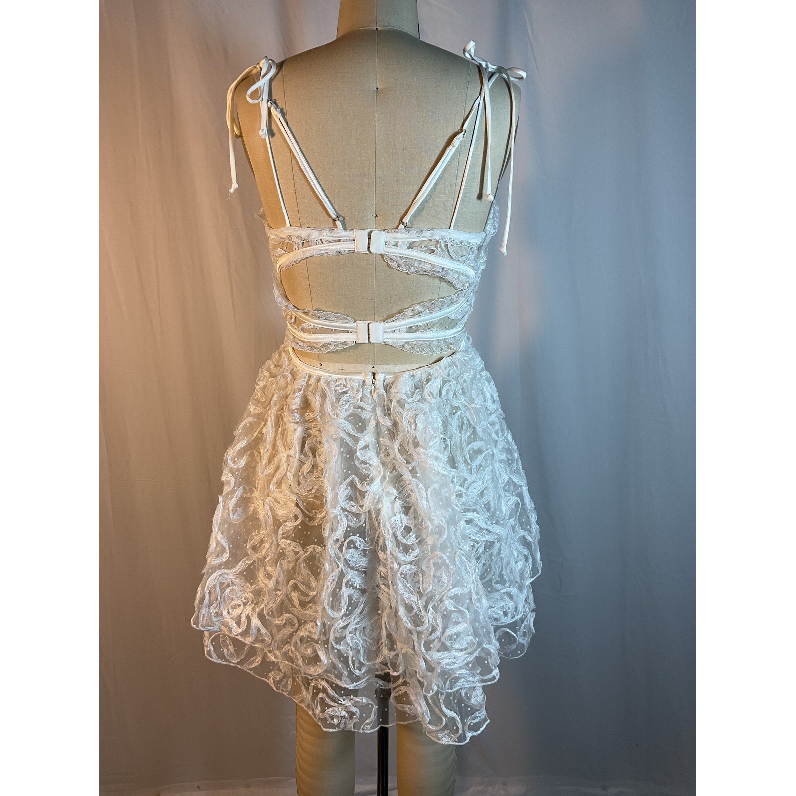 For Love & Lemons 'Tatiana' White Cut Out Back Mini Dress Size S - NWT