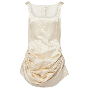 Magda Butrym Draped Cream Tulip Minidress Size FR 38 / US 6