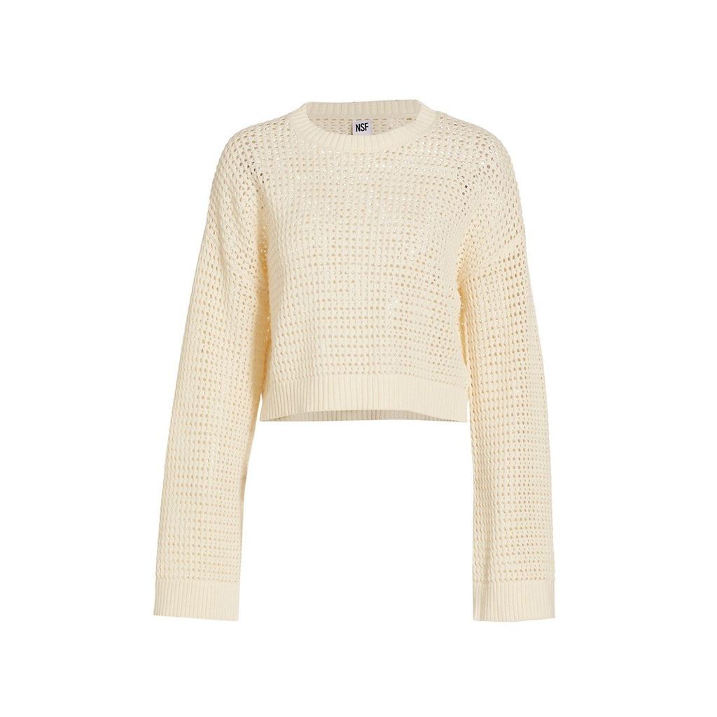 Nsf 'Blayne' Tan Crochet Cropped Sweater Size S