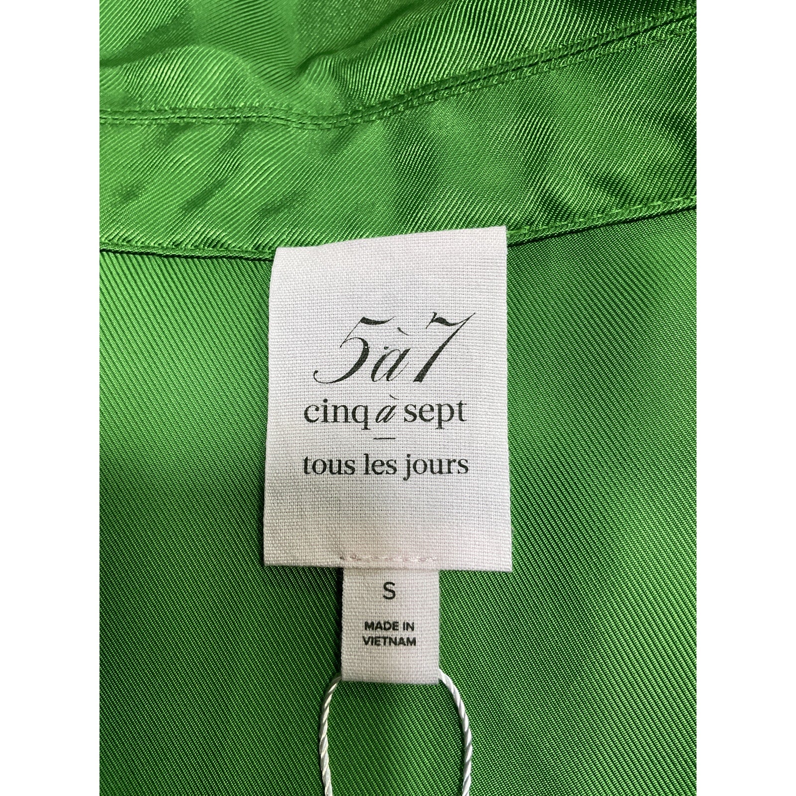 Cinq A Sept 'Holly' Green Cupro Puff-Sleeve Utility Jacket Size S