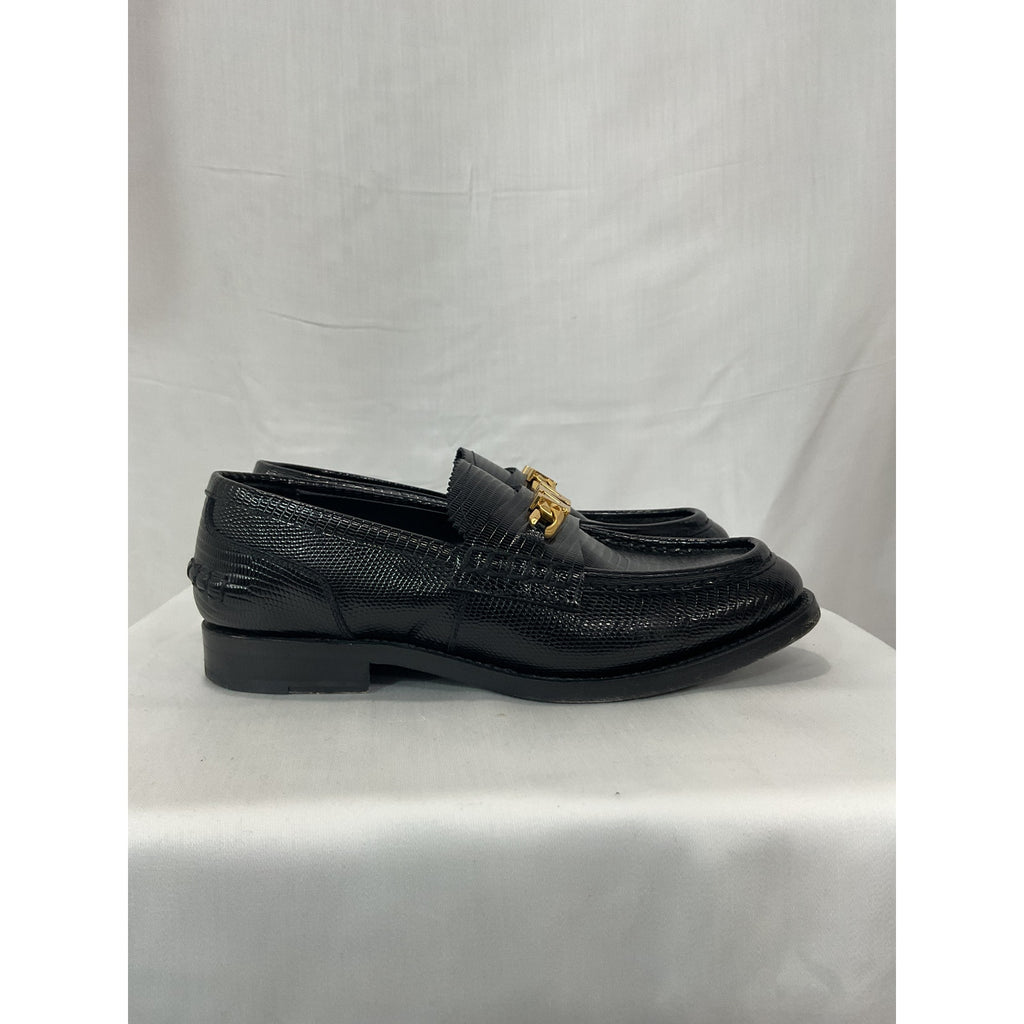 Alexander Wang 'Carter' Black Croc-Embossed Leather Loafers Size 8
