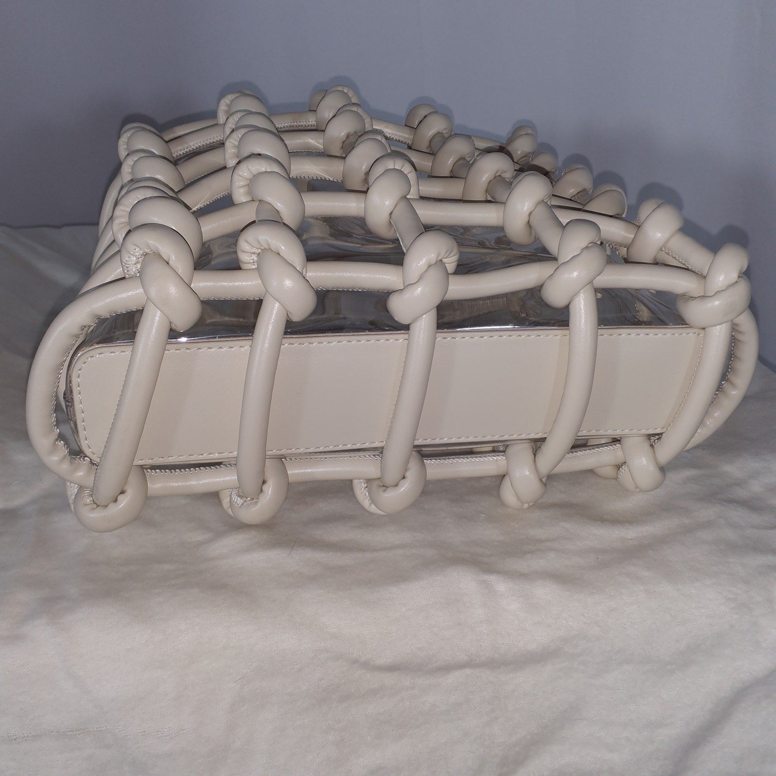 Cult Gaia 'Enzo North South' White Faux Leather Tote Size OS