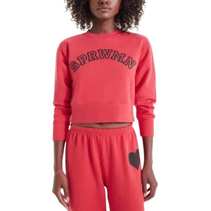 Sprwmn Cozy Red Logo Shrunken Sweatshirt Size M
