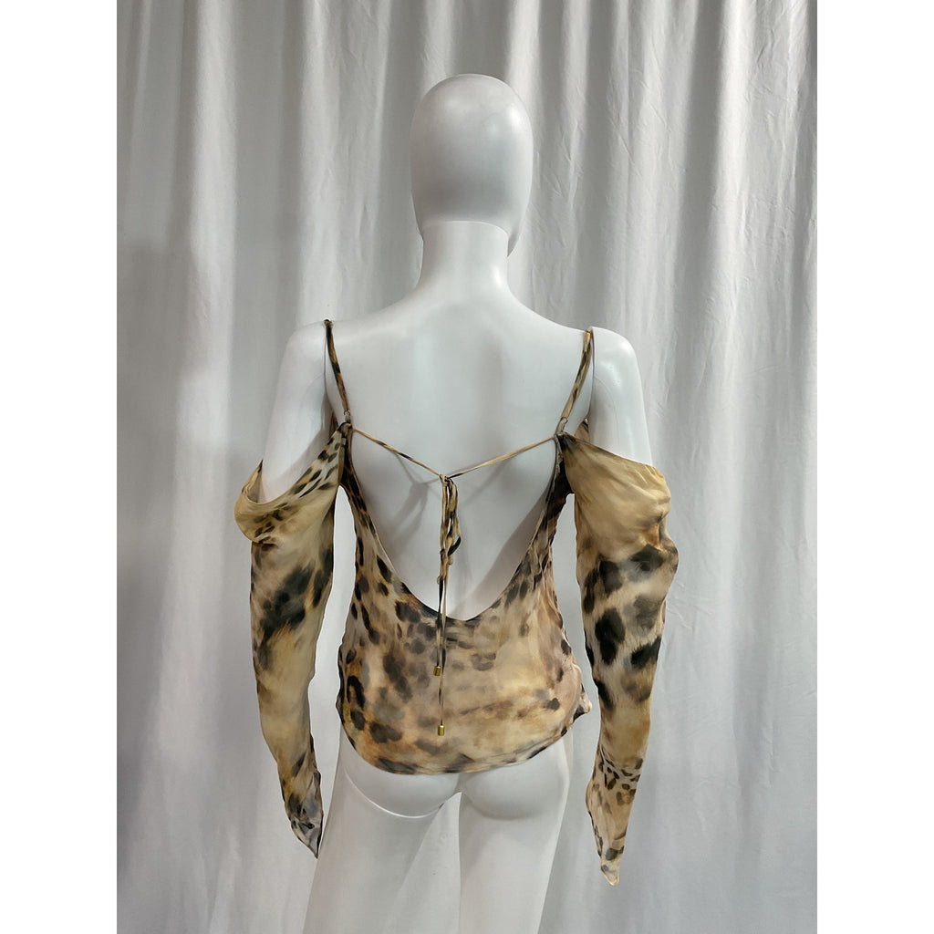 Retrofete 'Akira' Tan Off Shoulder Top Size S