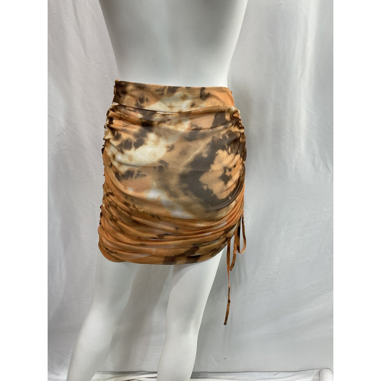 Kim Shui 'Shirred' Beige Mesh Skirt Size XS