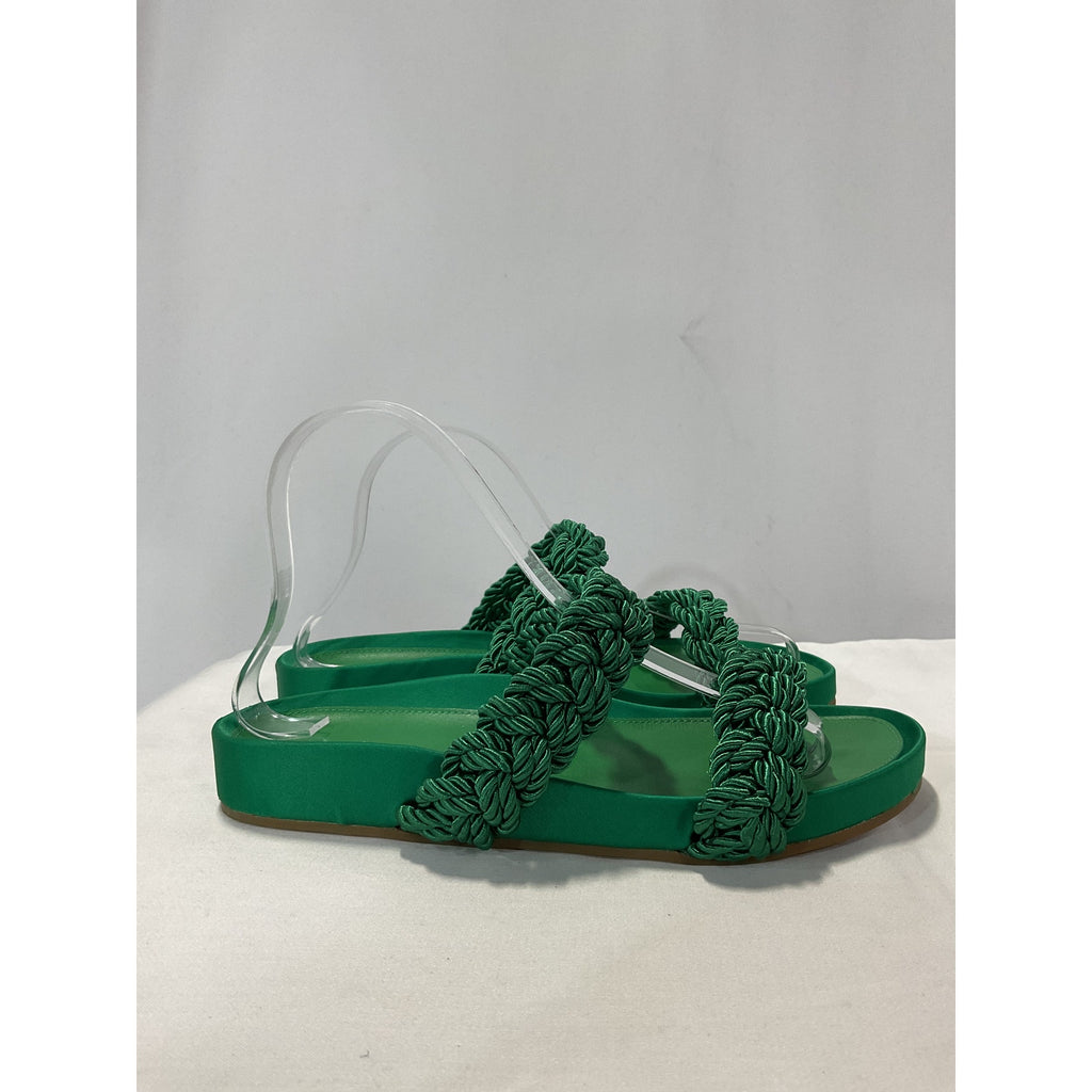 Joie 'Costance' GreenLeather Satin Slide Sandal Size 8 M