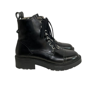 Allsaints Sleek Black Lira Combat Boots Size 38 EU / US 8
