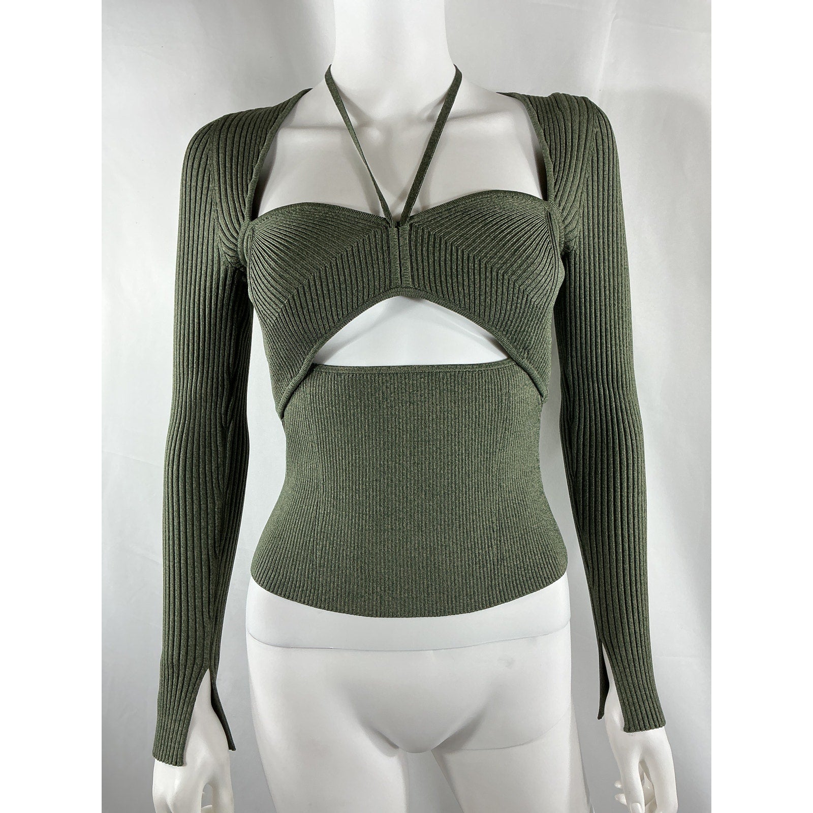 Simkhai 'Alexia' Green Rayon Marled Halter Tie Top Size M
