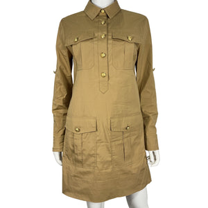 Veronica Beard Utility Tan Saude Shirt Dress Size 2